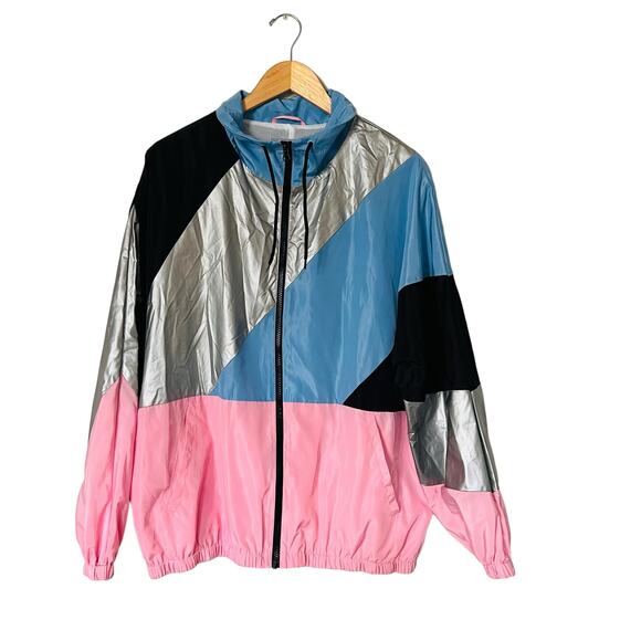 ASOS Color Block Full Zip Bomber Wind Breaker Jacket Size 10 - Picture 1 of 8